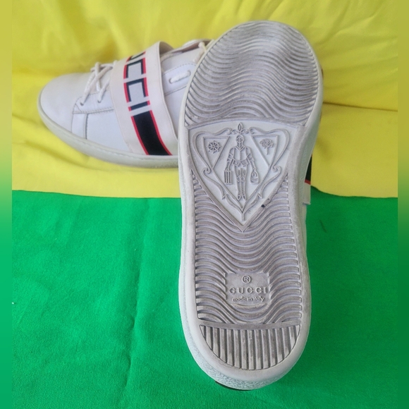 GUCCI ACE LEATHER LOGO STRIPES SNEAKER MEN'S - Picture 7 of 15